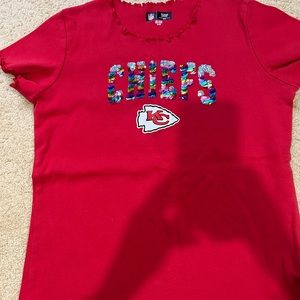 Girls short sleeve Chiefs shirt with bling!